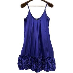 Aqua Women's Sz M Mini Balloon Bubble Ruffle Dress Spaghetti Strap Purple Y2K